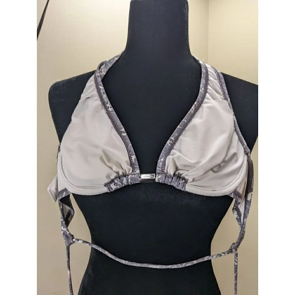 MICHAEL KORS BIKINI Top Size P Gray Paint Splatter Bin C